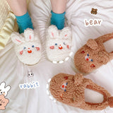 Kawaii Couple Soft Indoor Slippers 2021 Winter Female Slippers for Home Warm Plush Women Shoes Casual Rabbit Zapatillas Mujer