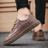 Wexleyjesus Genuine Leather Men Casual Shoes Lace Up Men Fashion Sneakers Luxury Brand Shoes Men Non-slip Men Shoes Business Formal Shoes