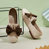 Fashion Women Flat Shoe Elegant Bow-knot Shallow Low-heeled Sandals 2022 Korean Slippers Square Toe Slip-on Simple Woman Shoes