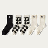 5 Pair Cow Print Socks Women Cute Kawaii Long Thick Warm Winter Socks Cotton Street Style Cycling Skateboard Leg Warmers Socken