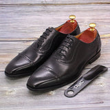 Italy Style Luxury Mens Dress Shoes Genuine Calf Leather Business Formal Oxford Shoes Lace Up Handmade Brogue Shoes for Men