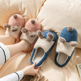 Pink Couple Winter Dog Slippers Cute Fur Women Home Shoes Casual Flat Warm Plush Comfort Women Indoor Slippers лоферы женские