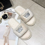 Slippers Women  Womens Fur Slippers Winter Shoes Big Size Home Slipper Plush Pantufa Women Indoor Warm Fluffy Cotton Shoes