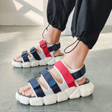 Korea Style Trend Chunky Men Summer Sandals Shoes Blue Hook and Loop Male Beach Sandals Non-slip Outdoor Slippers Men sandalias