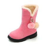 New Winter Kids Girls Boots Keep Warm Plus Velve Ankle Boots Cute Children Cotton Shoes Non-slip Princess Shoes STM029