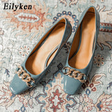 Eiyken 2022 New Chain High Heels Pumps Round Toe Slip On Women High-Heeled Shoes Sexy Ladies Work heels 7CM Women shoes