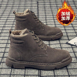 Waterproof Winter Men Non Slip Ankle Boots Flock High-Top Martin Boots Outdoor Walking Shoe Wear Resistant Casual Shoes Botines