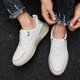 Wexleyjesus Leather Men Casual Shoes Luxury Brand Mens Fashion Sneakers Korean Thick-Soled Men's Shoes White Sneakers