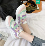 Wexleyjesus Sweet lolita shoes vintage round head thick bottom cute college style Rainbow Marshmallow Love Heart sneakers kawaii shoes loli