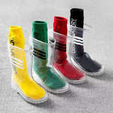 Kids Boys Girls Rainboots Transparent Waterproof Rain Shoes with sock Students Child Baby Toddler Rain Boots Non-slip Size 24-36