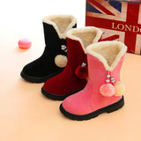 New Winter Kids Girls Boots Keep Warm Plus Velve Ankle Boots Cute Children Cotton Shoes Non-slip Princess Shoes STM029