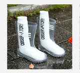 Kids Boys Girls Rainboots Transparent Waterproof Rain Shoes with sock Students Child Baby Toddler Rain Boots Non-slip Size 24-36