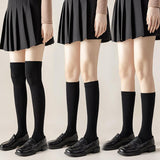 Fashion Cotton Long Stockings Women JK High Knee Socks Girls Black White Compression Socks Femme Warm School Calcetines
