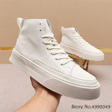 White Designer High Tops New For Men Heighten Thick Bottom Lace Up Shoes Causal Flats Moccasins Male Punk Rock Walking Sneakers