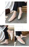 Wexleyjesus Fashion Women Flat Shoe  Elegant Shallow Low-heeled Sandals 2022 Beige Korean Slippers Square Toe Slip-on Simple Woman Shoes