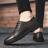 Wexleyjesus Men's Split Leather Flat Shoes Comfortable Casual Shoes Footwear Formal Business Shoes Lace-up Breathable Oxford Shoes