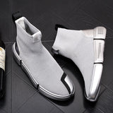 high quality Mens Fashion Socks Shoes Sneakers Male high tops Shoes Casual Walking Shoe Footwear Autumn 2022 gold silver  Shoe