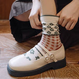 Korean Style Women Socks Cotton Print Vintage Cute Streetwear Winter Socks Long Harajuku Cycling Fashion Socken Chaussettes Femm