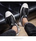 Wexleyjesus  Men Casual Shoes Genuine Leather Men Shoes slip on Flats Breathable Soft black White Sneakers Casual Flats Men Loafers