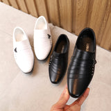 Children Boys Shoes Leather Soft Bottom Performance Shoes Boys Black White Kids Student Casual Footwear SP087