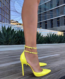 Pointed Shallow Mouth One Word Buckle Stiletto Heel Mid-heel Baotou Single Shoes High Heels Women