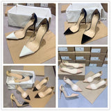 New Yangjing Stitching Spring and Summer Stiletto Heel Pointed Casual High Heel Women's Shoes