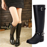 Fashion Rainshoes Women Waterproof Knee High Rain Boots Women Non-slip Hose Back Zipper Long Boots Ladies Shoes For Woman botas