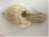 real rabbit fur women slippers pointed toe slides shoes with long fur mules woman luxury pantoufle femme real furry footwear 616