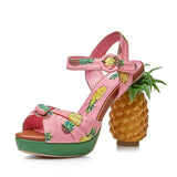 High Heels Sandals Women Beach Style Pineapple Print Platform Wedge Shoes Fish Toe Pumps Mujer  Shoes New Sweet Lady Pineapple