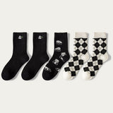 5 Pair Cow Print Socks Women Cute Kawaii Long Thick Warm Winter Socks Cotton Street Style Cycling Skateboard Leg Warmers Socken