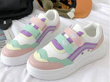 Wexleyjesus Sweet lolita shoes vintage round head thick bottom cute college style Rainbow Marshmallow Love Heart sneakers kawaii shoes loli