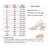 New Fashion Round Toe Chain Pumps Women Rome Solid Sexy PU Leather Wedding Shoes Women Comfortable High Heels Zapatos De Mujer