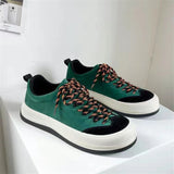 Low cut Breathable Casual Men's Shoes Rubber Sole Harajuku Green Flat Skateboard Shoes Men Fashion Platform Canvas Sneakers Men