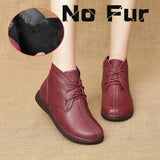 Tilocow Winter Wedges Flat Women Boots For Ladies Sewing Ankle Boots Soft Bottom Casual Women's Boot Shoes Woman Footwear