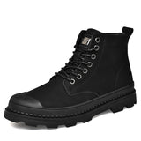 New Fashion Black Men's Martin Boots Genuine Leather Ankle Boots For Male Winter Plus Fur Walking Work Men Boots botas de homens