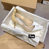 New Yangjing Stitching Spring and Summer Stiletto Heel Pointed Casual High Heel Women's Shoes