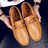 Men shoes casual leather slip-on male driving loafers moccasins breathable comfy outdoor non-slip walking flat shoes classic