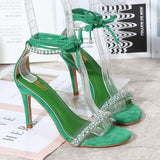 New Summer Fashion Pumps Design Cross Strap Rhinestones For Women Sandals Stiletto High Heels Ladies Sandals Open Toe Shoes