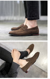 Wexleyjesus New Flats Men Large Size Solid Suede Casual Shoes Soft Fashion Loafers Slip-on Male Lightweight Driving Flat Heel Footwear