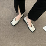 2023 New Square Toe Flats Women Casual Shoes Fashion Design Black Flats Ladies Boat Shoes Blue Green Zebra Summer Loafers