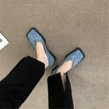 2023 New Square Toe Flats Women Casual Shoes Fashion Design Black Flats Ladies Boat Shoes Blue Green Zebra Summer Loafers