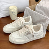 2023 New White Platform Shoes Woman Increased Fashion Sneakers Women Leather Low-top Lace-up Casual Women's Shoes High Quality