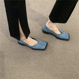 2023 New Square Toe Flats Women Casual Shoes Fashion Design Black Flats Ladies Boat Shoes Blue Green Zebra Summer Loafers