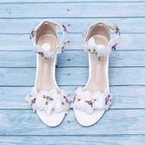 Wexleyjesus Sweet Open Toe Women's Sandals with One Line Buckle Hollow White Chiffon Flowers Adult Gift Fairy Women's Shoes Bridesmaid Shoes