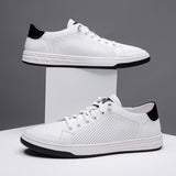 Wexleyjesus New Men Casual Shoes Comfortable Leather Small White Shoes Wear-Resisting Flat Sneakers Fashion Classic Lifestyle Shoes