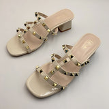 Wexleyjesus Spring Thick Heel Sandals Middle Heel Back Empty Square Head All-match Fashion Slippers Shoes For Women