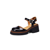 Platform Sandals Woman Summer 2022 Black Hollow Out Pumps Student Girl Elegant Retro Single Shoes Korean Style Uniform Lolita