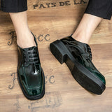 New Trend 2022 Casual Shoes Male Black Green Walking Shoes Men Fashion Square Head Work Shoes Mens Rubber Casual Brand Men Shoe