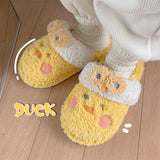 Wexleyjesus Cute Fuzzy Duck Slippers Women Fluffy Furry Slippers Winter Warm Plush Slides Indoor Slippers Girls Kawaii Shoes