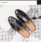 Wexleyjesus Men Mules Black Half Shoes Leather Shoes Men Luxury Shoes Men Fashion Casual Sepatu Slip On shoes Trend slippers men